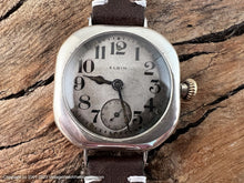 Load image into Gallery viewer, Elgin 1928 Sterling Silver Rounded Square Case with Fabulous Aged Dial, Manual, 31.5x31.5mm
