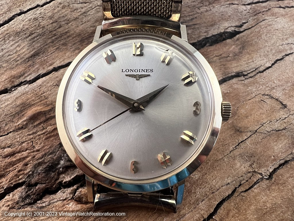 Bevel Watch Math Longines Perfect Silver Dial with Raised Beveled Numbers and Markers ...