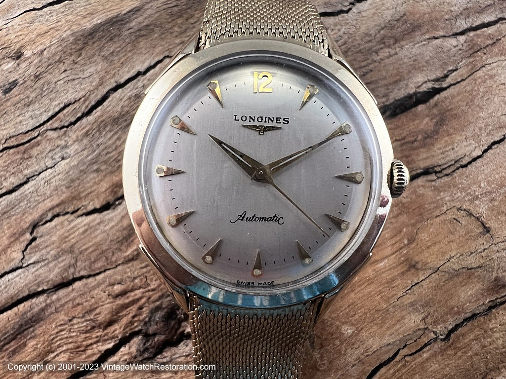 Longines Two-Tone Silver & White Dial with Black Tick Minute Markers, Automatic, Large 35mm