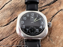 Load image into Gallery viewer, Elgin USA Pershing &#39;Eagle&#39; Black Dial in Rounded Square Sterling Silver Case, Manual, 32x32mm
