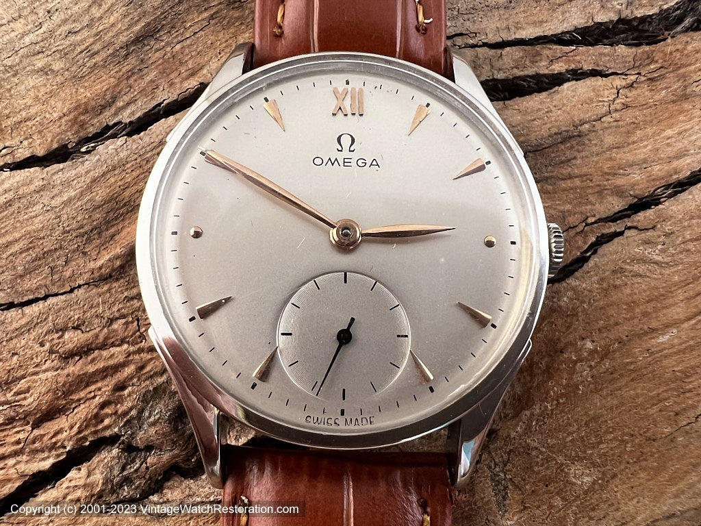Omega Cal 28 with Silver Dial and XII at Top, Manual, 32.5 mm