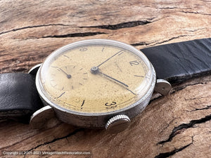 Zenith Yellow Patina Dial with Fine Black Numbers c1940s, Manual, 33mm