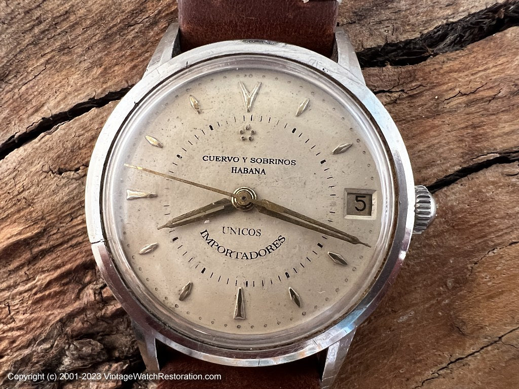 Cuervo y Sobrinos HABANA 手巻き腕時計 ヴィンテージ Eterna-Matic (Cuervo y Sobrinos Habana) Parchment Patina Dial with