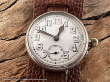 Load image into Gallery viewer, Swiss Early Porcelain Dial Military Trench in Sterling Silver Case, Manual, 34mm
