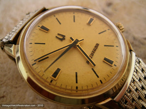 Stunning Gold Dial Accutron with Black Markers and Kreisler Bracelet, Electric, Large 34.5mm