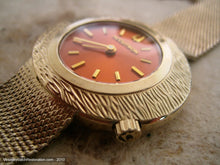 Load image into Gallery viewer, Bold Orange Retro Ladies Acctron with Gold Mesh Bracelet, Electric, 36x32mm
