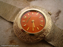 Load image into Gallery viewer, Bold Orange Retro Ladies Acctron with Gold Mesh Bracelet, Electric, 36x32mm
