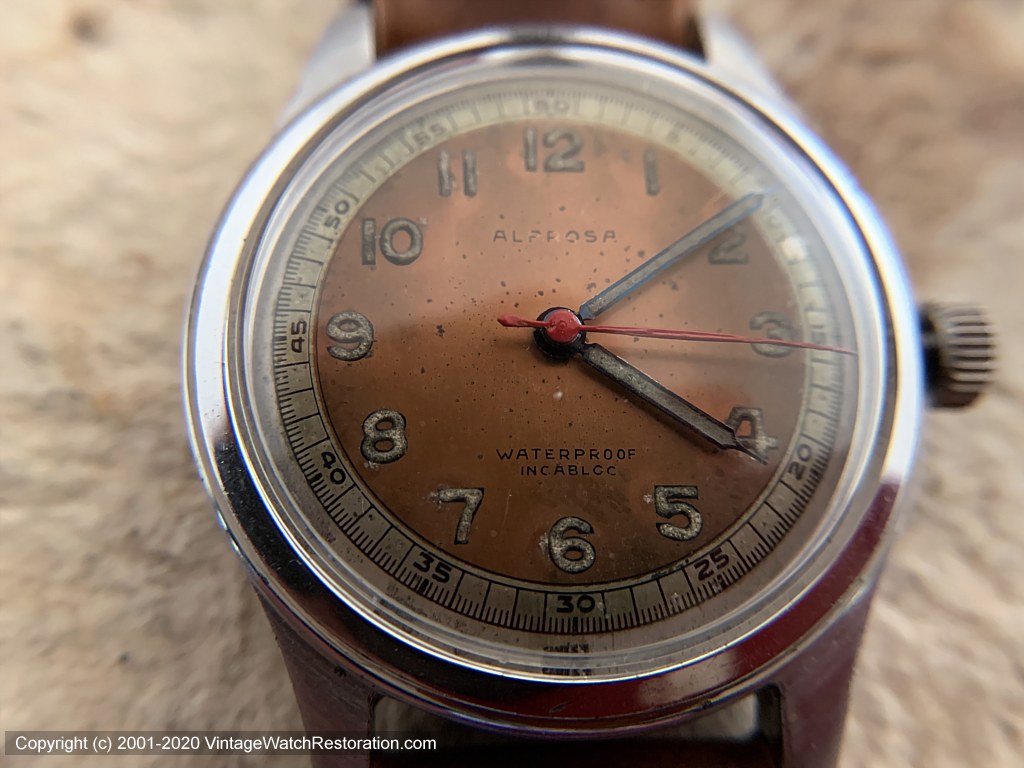 Alprosa (Enicar) Military Style with Two-Tone Copper Dial, Manual