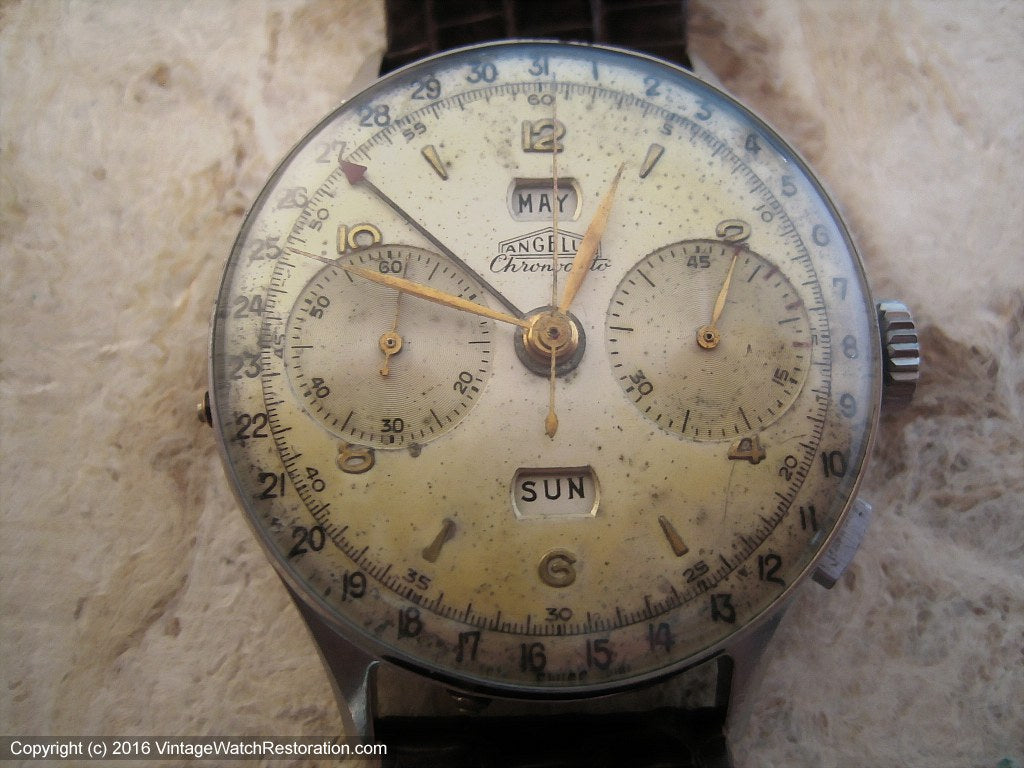 All Original Angelus Chronodato, Manual, Huge 38mm