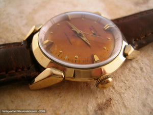 Amber Dial Benrus with Deco Lugs, Manual, 33.5mm