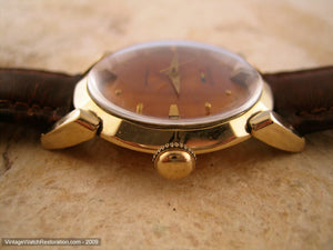 Amber Dial Benrus with Deco Lugs, Manual, 33.5mm