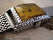 Load image into Gallery viewer, Benrus Tank with Decorative White Gold Filled Case and Amber Crystal, Manual, 24.5x37.5mm
