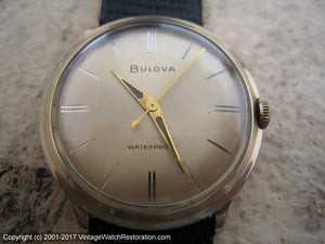 Classic 1960 Bulova with Gold Textured Dial, Manual, Large 34mm