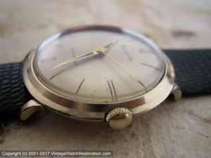 Classic 1960 Bulova with Gold Textured Dial, Manual, Large 34mm