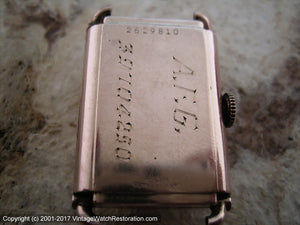 Copper Dial Bulova in Rectangular Copper-Gold Case, Manual, 21x28.5mm