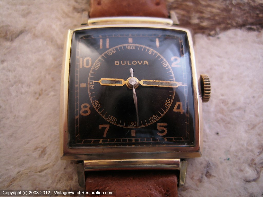 Black and Gold Square Doctor's Style Bulova, Manual, 25x35mm