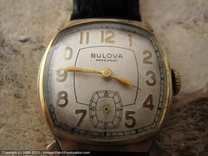 Bulova Square Tonneau Case with Ivory Dial, Manual, 27.5x35mm