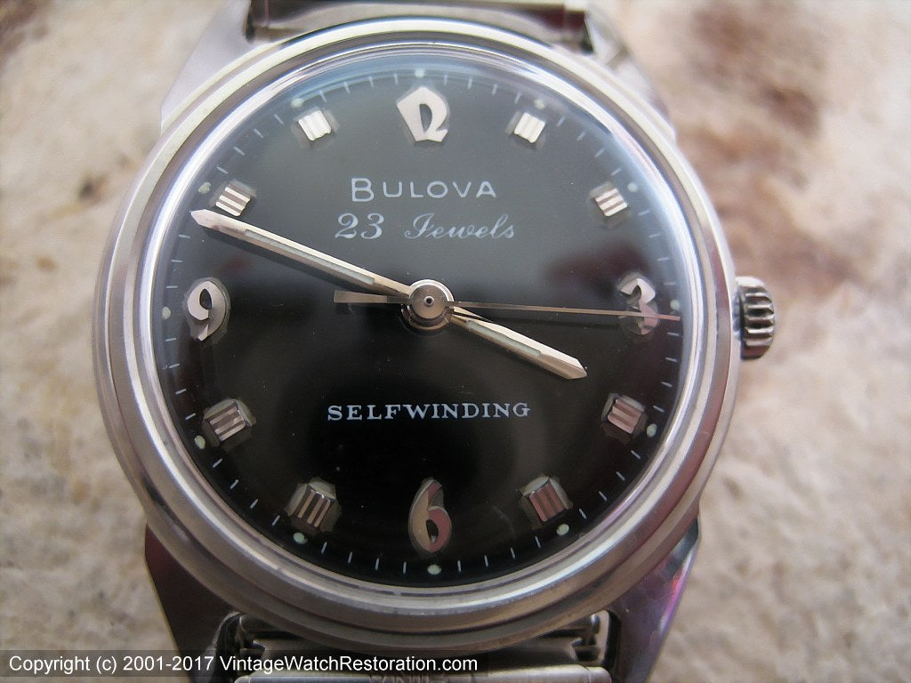 Bulova Minty 23 Jewels Self-Winding Black Dial Beauty, Automatic, 31mm