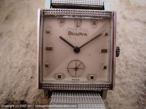 Bulova Square 'Counselor' with Original Matching Bracelet, Manual, 26.5x26.5mm