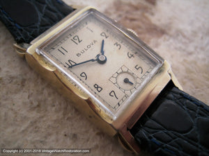 Wonderful Bulova Champagne Dial with Scalloped Case, Manual, 21.5x37.5mm
