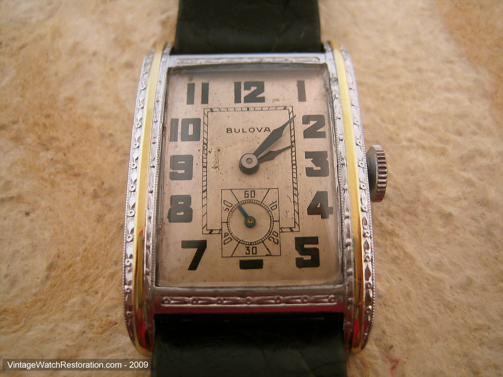 Original Ornate Bulova Tank, Manual, 25x37mm – Vintage Watch