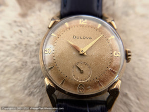 Bulova from the Fifties with Golden Patina, Pie Pan Dial and Curved Lugs, Manual, 29mm