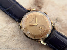Load image into Gallery viewer, Bulova from the Fifties with Golden Patina, Pie Pan Dial and Curved Lugs, Manual, 29mm
