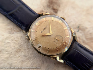 Bulova from the Fifties with Golden Patina, Pie Pan Dial and Curved Lugs, Manual, 29mm