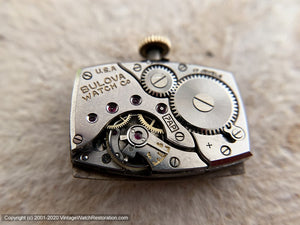 Bulova 7AP Movement in Sterling Base Deco Case,USA Made, Manual, 22x34mm