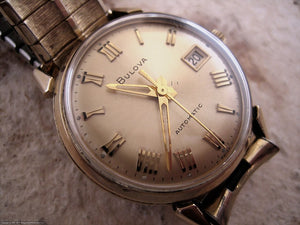 Bulova Gleaming Golden Roman Style Dial with Date, Automatic, 33mm