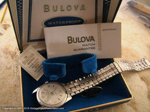 Gem Bulova 21 Jewel in Original Box with Tags, Manual, 34mm