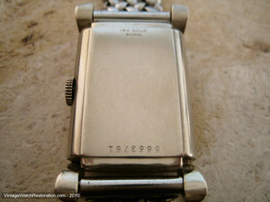 Rare 14K White Gold Bulova with Kreisler Woven Mesh Bracelet, Manual, 21.5x39.5mm