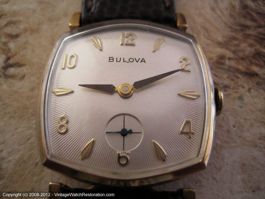 Six Sided Bulova with Sunburst Silver Dial, Manual, 28x36mm