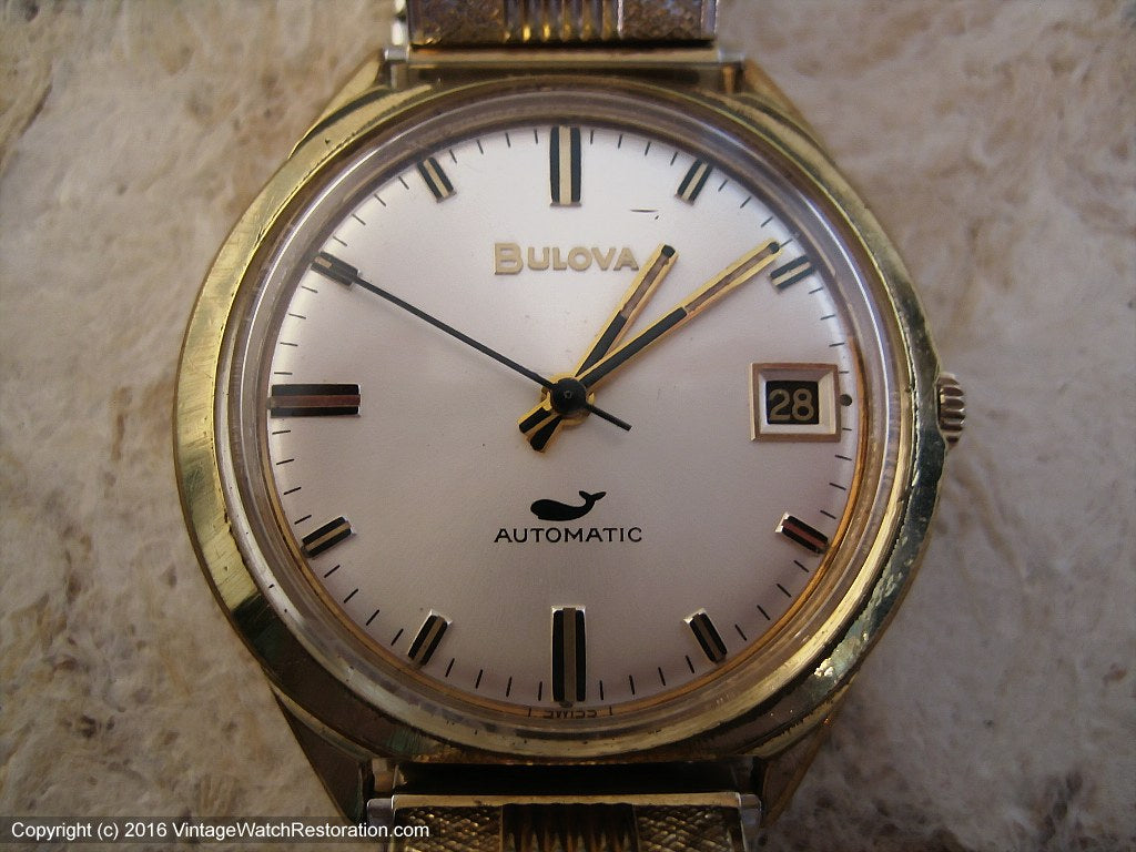 Bulova 'Whale Logo' with Date, Automatic, 36x39mm – Vintage Watch