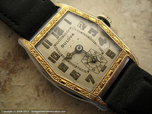 Early Bulova with Stunning Gold on Silver Decorative Case - 'Sky King Commemorative', Manual, 27x36.5mm