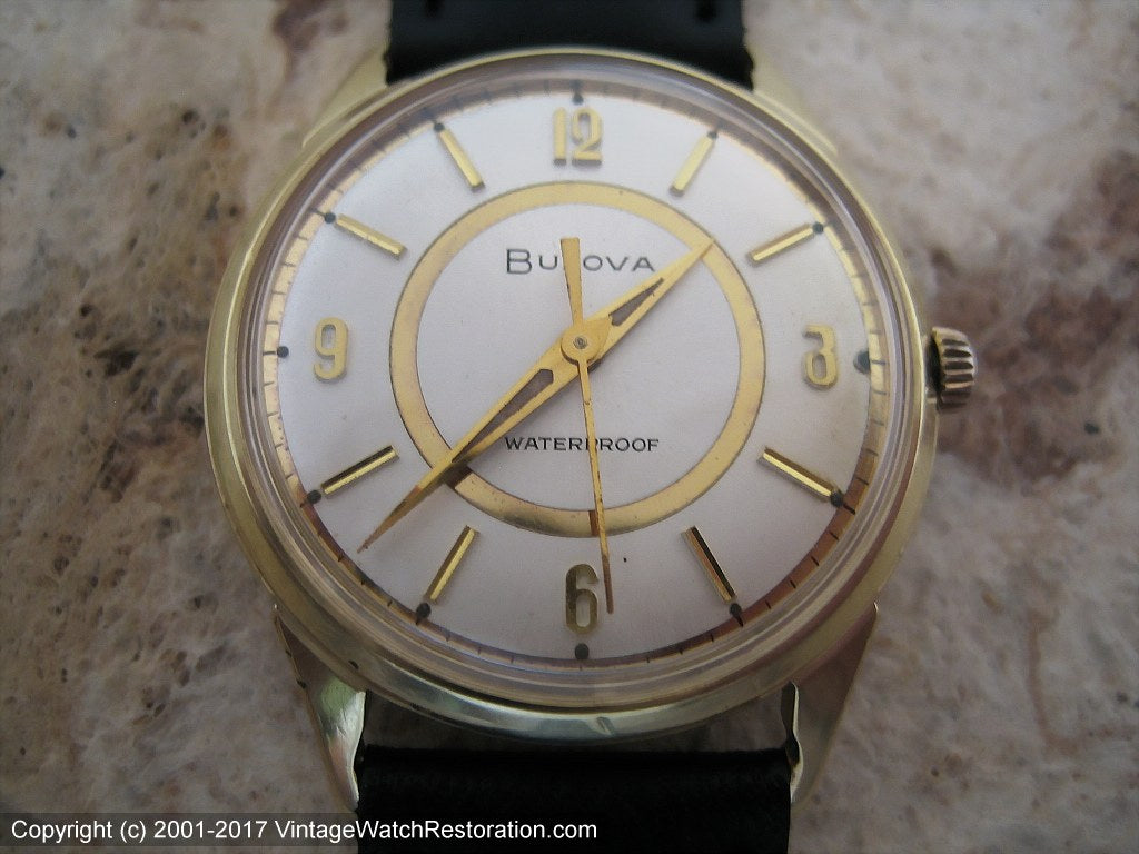 Funky Mid-Sixties Bulova with Golden Circle Dial Design , Manual, 32mm