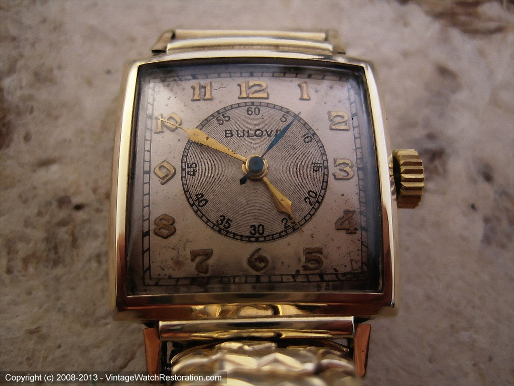 Bulova Square Doctor's Watch with Original Two Tone Dial, Manual, 25x25mm