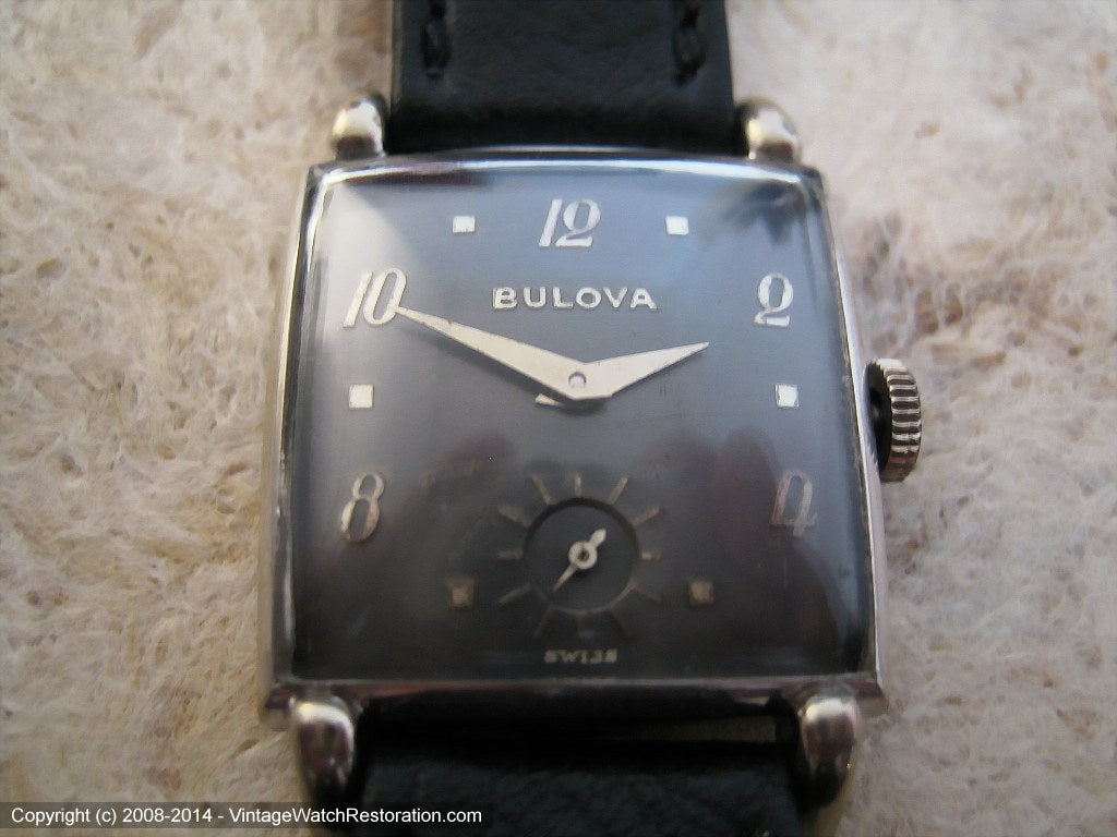 Sweet Slate Gray Dial Square Bulova, Manual, 25x25mm