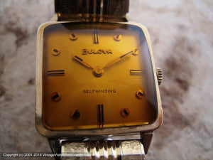 Rounded Square Bulova with Amber Crystal, Automatic, 27x25.5mm