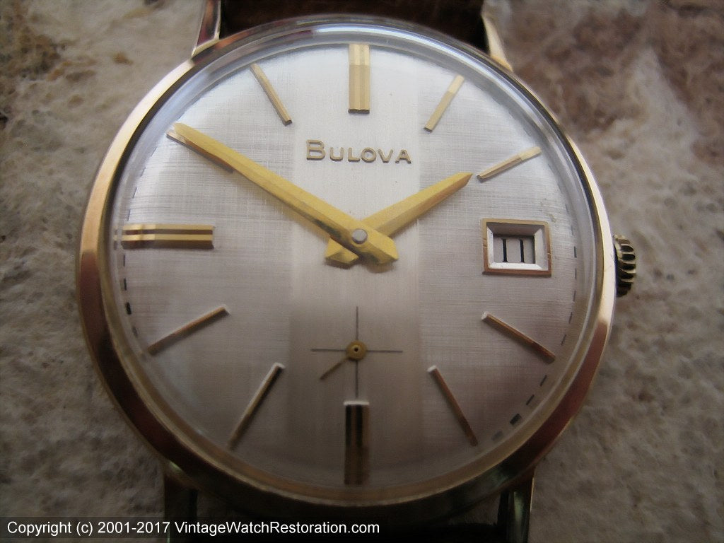 Bulova Vertical Stripped Textured Dial with Date (OC), Manual, 32.5mm