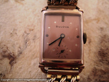 Load image into Gallery viewer, Bulova Copper Dial in Rounded Edge Deco Rose Gold Case, Manual, 22x35mm
