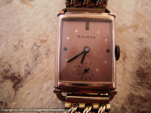 Bulova Copper Dial in Rounded Edge Deco Rose Gold Case, Manual, 22x35mm