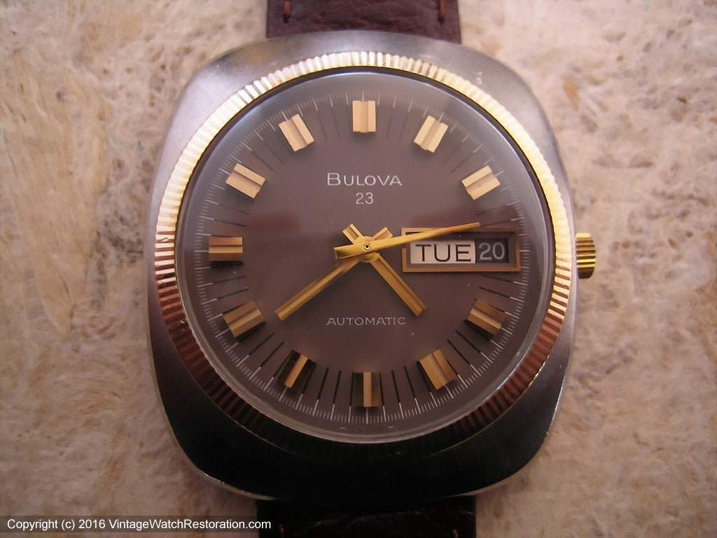 Bulova 23 Brown Dial Beauty with Day-Date (OC), Automatic, 35x40mm