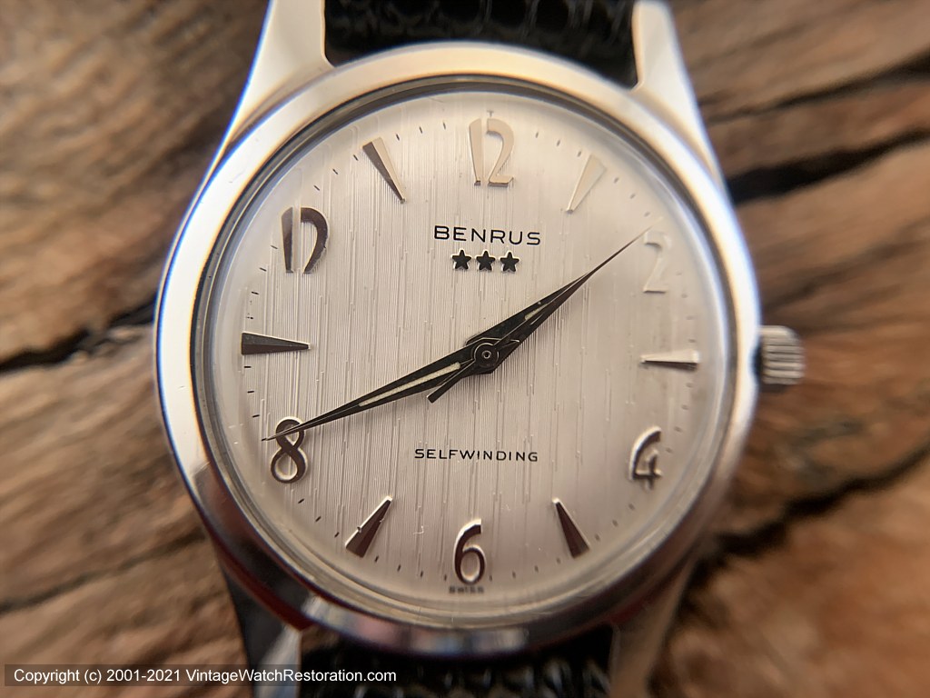 Benrus 3 Star Tuxedo Dial Stainless Case Automatic 34mm