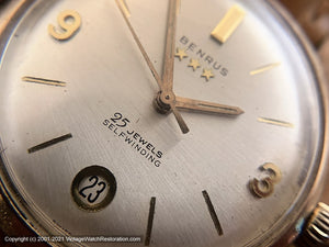 Benrus 3-Star 25 Jewel with Round Date Window at Bottom of Dial, Automatic, 34mm