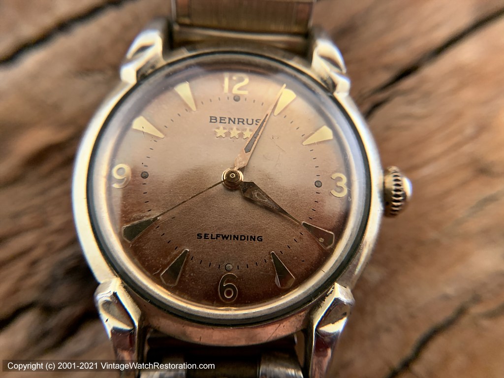 Benrus  3-Star Magnificent Copper Patina Dial in Bold Case with Turned Lugs, Automatic, 32.5mm