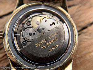 Bulova 30 Jewels Date at 4 o'clock Textured Bezel, Self-Winding Automatic, 33.5x37.5mm