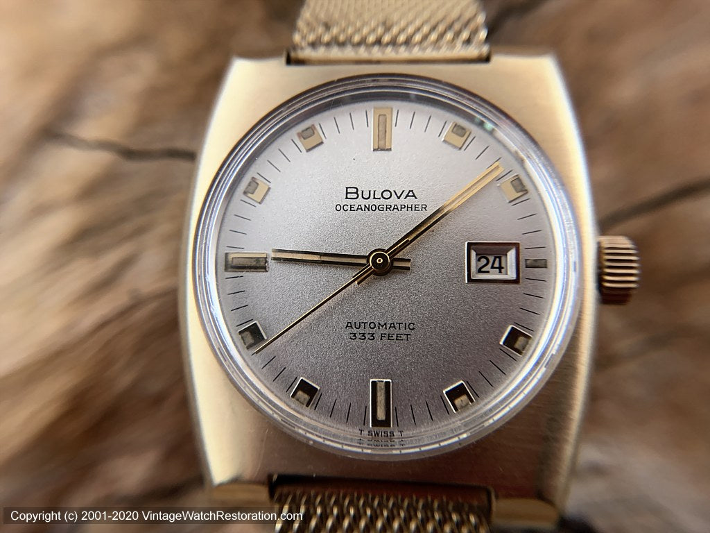 Bulova 'Oceanographer 333 Feet' with Date in Brushed Case and