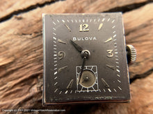 Load image into Gallery viewer, Bulova Gray Dial, Quandrant Crystal, White Gold Filled Rectangular Case, Manual, 22x38mm
