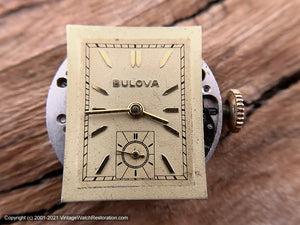 Bulova Mellow Yellow Dial in Stepped Decorative Art Deco Case, c.1934, Manual, 25x35mm